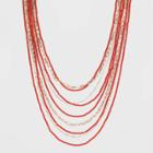 5 Row Seedbead And Chain Necklace - A New Day Orange