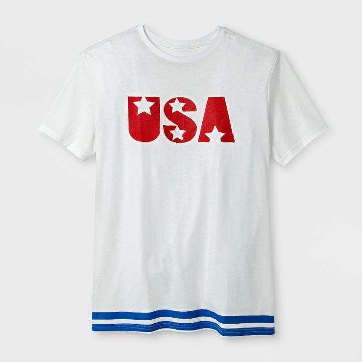 Shinsung Tongsang Men's Short Sleeve Usa Americana T-shirt - White