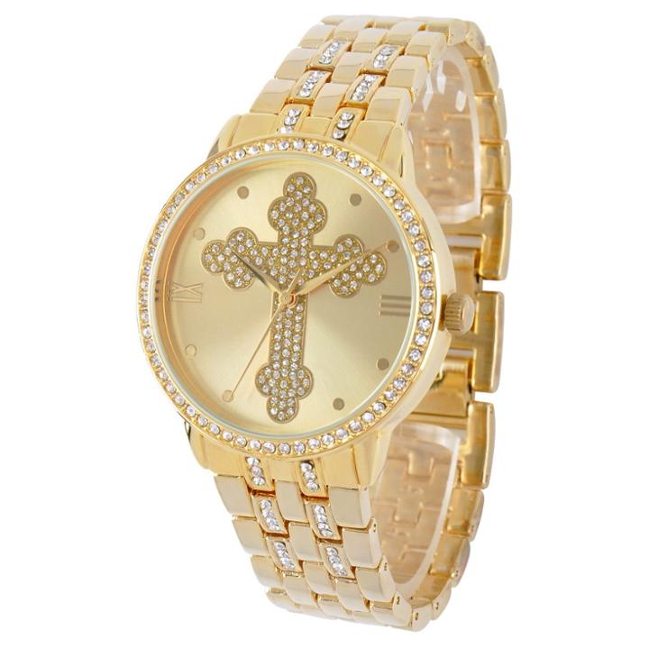 Target Men's Ewatchfactory Cross Round Bracelet Watch - Gold