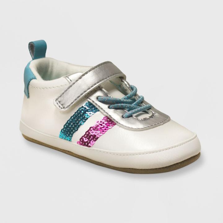 Ro+me By Robeez Baby Girls' Sequin Athletic Sneakers - Aqua/white