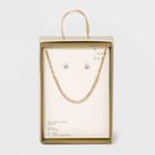 Silver Plated Gold Dipped Rhinestone Chain Necklace And Earring Set - A New Day Gold