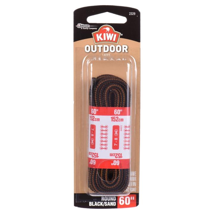 Kiwi Outdoor Round Laces Black/sandstone 60 2 Pairs, Adult Unisex,
