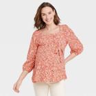3/4 Sleeve Maternity Top - Isabel Maternity By Ingrid & Isabel Peach Orange
