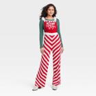 Born Famous Women's North Pole Holiday Graphic Jumpsuit - Red