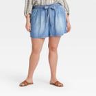 Women's Plus Size Tie-front Shorts - Knox Rose Blue