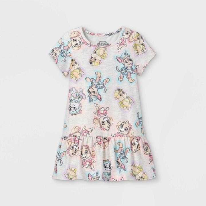 Toddler Girls' Paw Patrol Short Sleeve Knit Dress - Cream