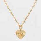 14k Gold Dipped 'w' Initial Diamond Cut Heart Pendant Necklace - A New Day Gold