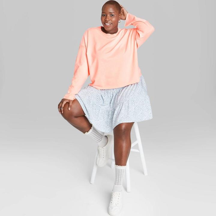 Women's Plus Size French Terry Sweatshirt - Wild Fable Coral 1x, Women's, Size:
