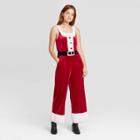 Born Famous Women's Ugly Holiday Santa Sleeveless Jumpsuit - Red