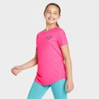 Petitegirls' Short Sleeve Never Giving Up Graphic T-shirt - All In Motion Fuchsia Xs, Girl's, Pink
