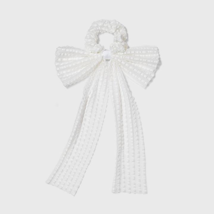 Crinkle/mesh Bow Hair Twister - A New Day White