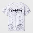Grayson Social Girls' 'girl Power' Marble Print Flutter Short Sleeve T-shirt - White