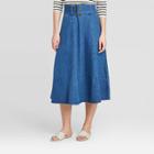 Women's Mid-rise Belted Swing A-line Midi Skirt - Who What Wear Blue