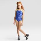 Plus Size Girls' Reflected Sun One Piece Swim Suit - Art Class Blue
