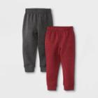 Toddler Boys' 2pk Fleece Jogger Pull-on Pants - Cat & Jack Charcoal Gray/red