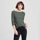 Target Women's 3/4 Sleeve Boatneck T-shirt - A New Day Olive (green)