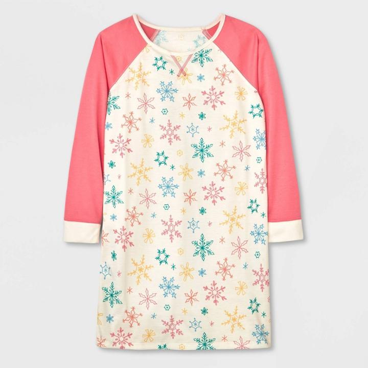 Girls' Long Sleeve Nightgown - Cat & Jack Cream/pink
