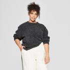 Women's Plus Size Long Sleeve Crew Neck Tinsel Sweater - Who What Wear Black/silver