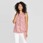 Women's Floral Print Crewneck Tank Top - A New Day Red