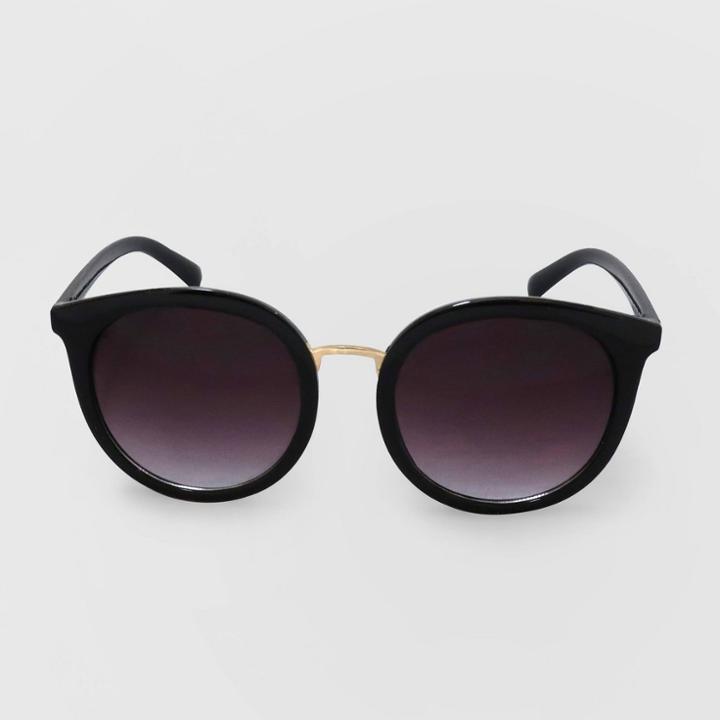 Women's Round Plastic Metal Combo Sunglasses - A New Day Black, Black/grey