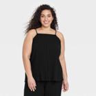 Women's Plus Size Ribbed Tank Top - A New Day Black