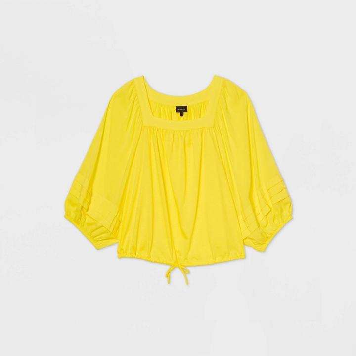 Women's Plus Size Raglan Long Sleeve Blouse - Who What Wear Yellow