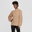 Women's Funnel Neck Pullover Sweater - A New Day Camel