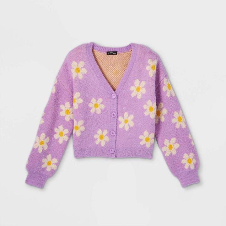 Girls' Boxy Cardigan - Art Class Purple