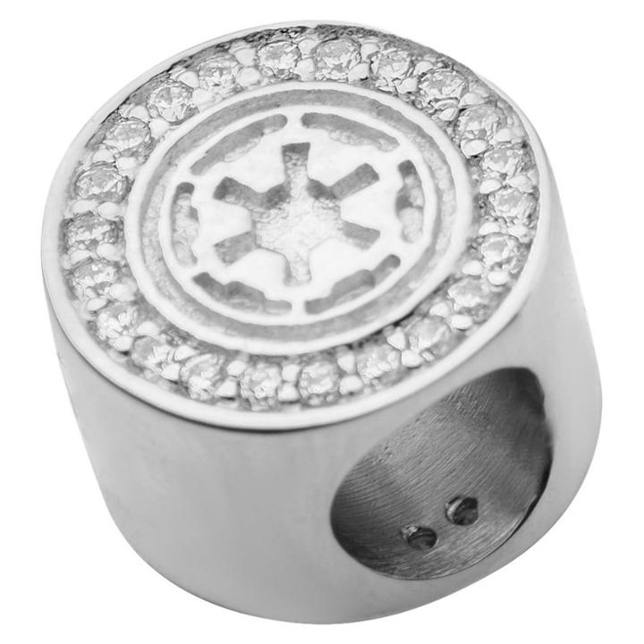 Men's 'star Wars' Galactic Empire Symbol 925 Sterling Silver Bead Charm With Clear Cz