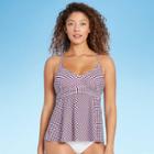 Women's Flowy Gingham Tankini Top - Kona Sol Burgundy