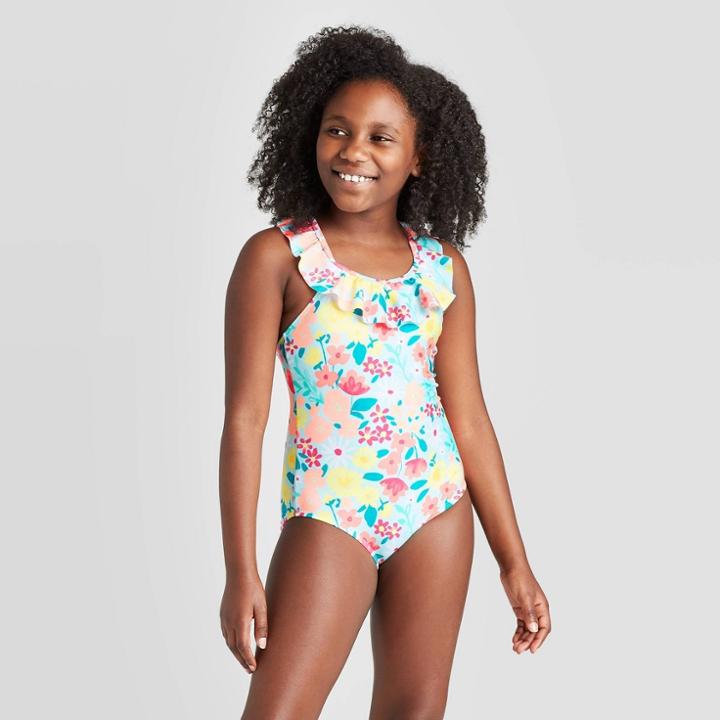 Girls' Blooming Garden One Piece Swimsuit - Cat & Jack Xs, Girl's,