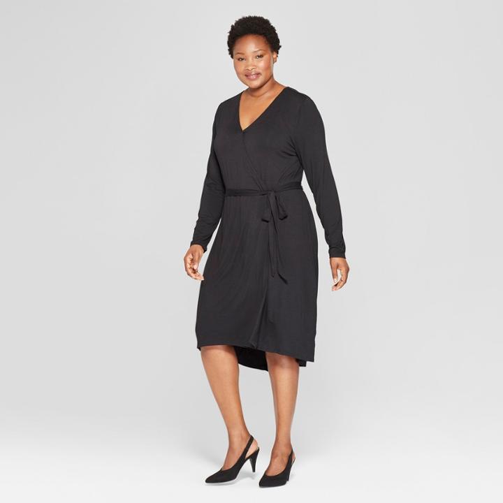 Women's Plus Size Wrap Dress - Ava & Viv Black2x, Size:
