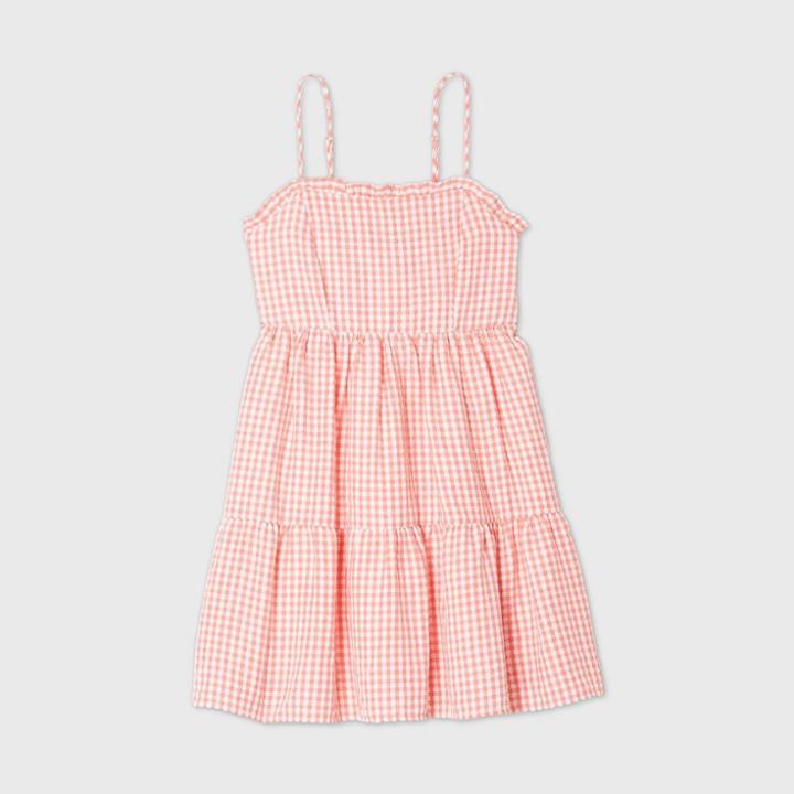Women's Gingham Sleeveless Tiered Dress - Wild Fable Red S, Women's,