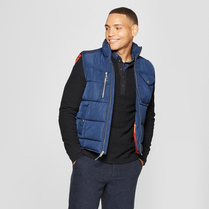 Target Men's Puffer Vest - Goodfellow & Co Navy (blue)