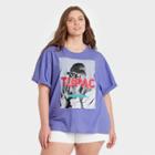 Women's Plus Size Tupac Oversized Short Sleeve Graphic T-shirt - Purple