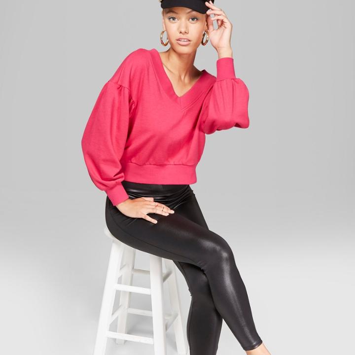 Women's Faux Leather High-rise Leggings - Wild Fable Black