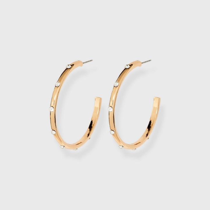 Enamel And Rhinestone Studded Hoop Earrings - A New Day