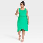 Women's Plus Size Sleeveless Knit Wrap Dress - Ava & Viv Green X