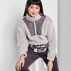 Women's Long Sleeve Quarter Zip Pullover Sherpa Jacket - Wild Fable Gray