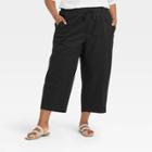 Women's Plus Size High-rise Relaxed Fit Pull-on Ankle Pants - A New Day Black