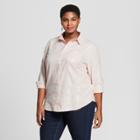 Women's Plus Size Plaid Button-down Long Sleeve Shirt With Shine - Ava & Viv Blush X, Pink