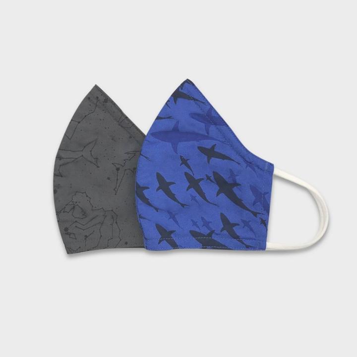 Kids' 2pk Shark Cloth Face Masks - Cat & Jack Gray/blue