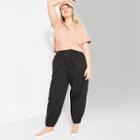 Women's Plus Size High-rise Baggy Cargo Pants - Wild Fable Black
