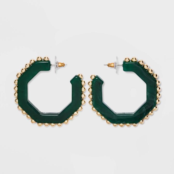 Sugarfix By Baublebar Stud Resin Hoop Earrings - Green
