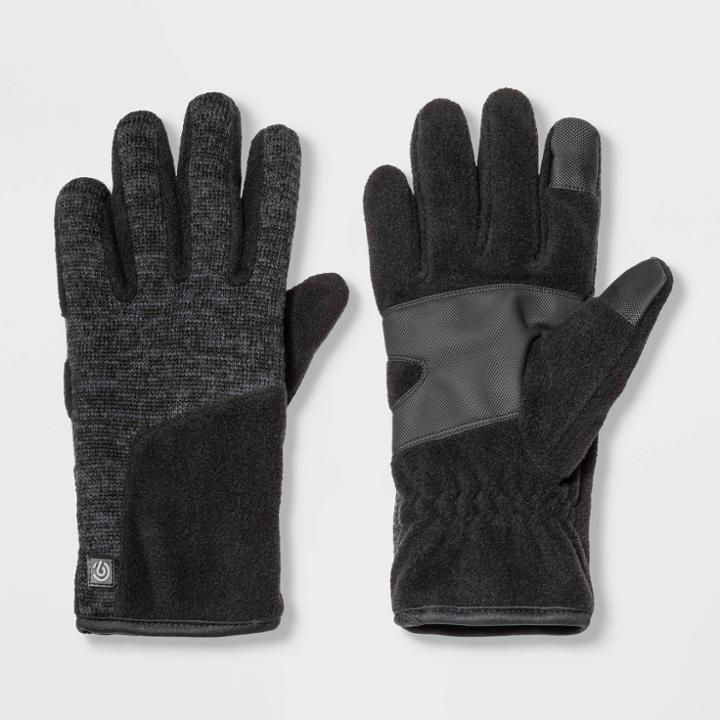Men's Sweater Knit Pieced Gloves - C9 Champion Dark Heather M/l, Size: Medium/large, Black Gray