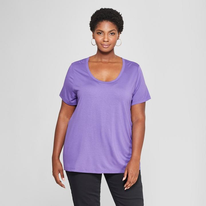 Women's Plus Size Short Sleeve Perfect T-shirt - Ava & Viv Purple