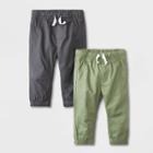 Baby Boys' 2pk Woven Jogger Pants - Cat & Jack Sage Green Newborn