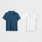 Toddler Boys' 2pk Short Sleeve Polo Shirt - Cat & Jack White/blue