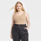 Women's Ribbed Shrunken Tank - Universal Thread Light Brown