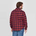 Men's Big & Tall Plaid Long Sleeve 1-pocket Flannel Button-down Shirt - Goodfellow & Co Ripe Red